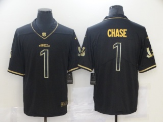 Cincinnati Bengals #1 Ja’Marr Chase Limited Jersey Black with Golden Name