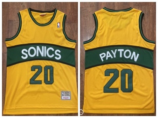 Seattle Supersonics #20 Gary Payton Throwback Jersey Yellow