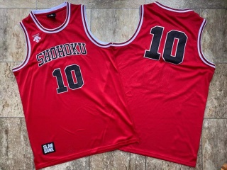 Slam Dunk Shohoku #10 Sakuragi Hanamichi Movie Basketball Jersey Red