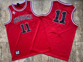 Slam Dunk Shohoku #11 Rukawa Kaede Movie Basketball Jersey Red