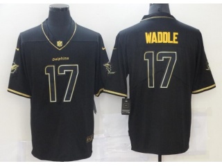 Miami Dolphins #17 Jaylen Waddle Limited Jersey Black Golden