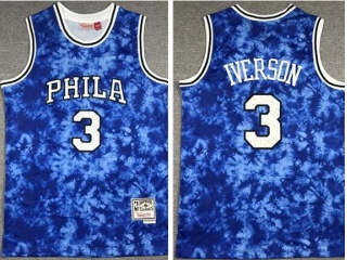 Philadelphia 76ers #3 Allen Iverson Galaxy Jersey Blue