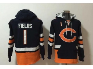 Chicago Bears #1 Justin Fields Hoodies Blue