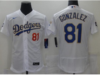 Nike Los Angeles Dodgers #81 Victor Gonzalez 2021 Gold Program Flexbase Jersey White/Gold