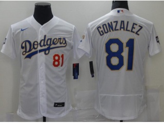 Nike Los Angeles Dodgers #81 Victor Gonzalez 2021 Gold Program Flexbase Jersey White/Gold 