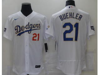 Los Angeles Dodgers #21 Walker Buehler 2021 Gold Program Flexbase Jersey White/Gold