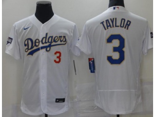 Los Angeles Dodgers #3 Chris Taylor 2021 Gold Program Flexbase Jersey White/Gold