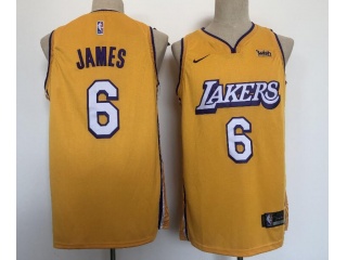 Los Angeles Lakers #6 Lebron James City Jersey Yellow