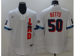 Nike Los Angeles Dodgers #50 Mookie Betts 2021 All Star Cool Base Jersey White
