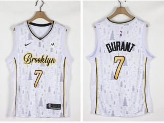 Nike Brooklyn Nets #7 Kevin Durant Christmas Jersey White