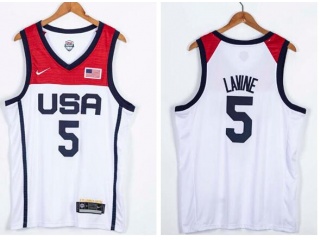 Team USA #5 Zach Lavine 2021 Olympic Jersey White
