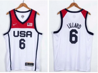 Team USA #6 Damian Lillard 2021 Olympic Jersey White
