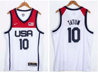 Team USA #10 Jayson Tatum 2021 Olympic Jersey White