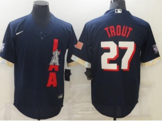 Nike Los Angeles Angels #27 Mike Trout 2021 All Star Cool Base Jersey Blue