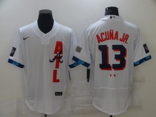 Nike Atlanta Braves #13 Ronald Acuna Jr. 2021 All Star Flexbase Jersey White 