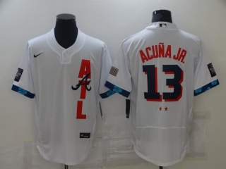 Nike Atlanta Braves #13 Ronald Acuna Jr. 2021 All Star Flexbase Jersey White