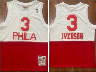 Philadelphia 76ers #3 Allen Iverson Throwback Jersey White Red