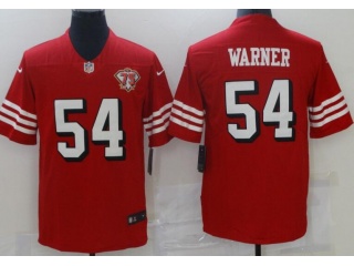 San Francisco 49ers#54 Fred Warner Color Rush With 75th Patch Vapor Limited Jersey Red