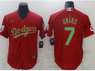 Nike Los Angeles Dodgers #7 Julio Urias Mexico Jersey Red