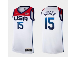 Team USA #15 Devin Booker 2021 Olympic Jersey White