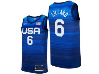 Team USA #6 Damian Lillard 2021 Olympic Jersey Blue