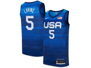Team USA #5 Zach Lavine 2021 Olympic Jersey Blue