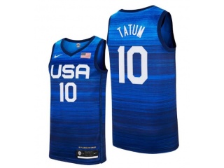 Team USA #10 Jayson Tatum 2021 Olympic Jersey Blue 