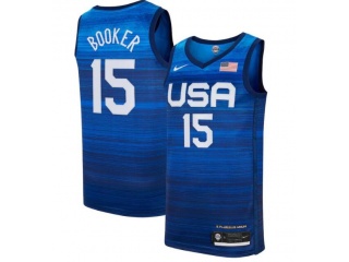 Team USA #15 Devin Booker 2021 Olympic Jersey Blue