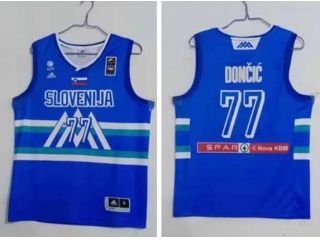 Team Slovenija #77 Luka Doncic 2021 Olympic Jersey Blue