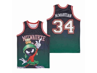 Marvin the Martian #34 Milwaukee Basketball Jersey Green