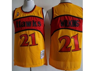 Atlanta Hawks #21 Dominique Wilkins Throwback Jersey Yellow