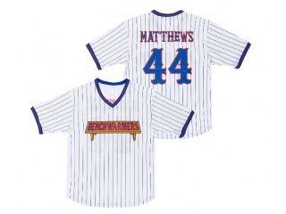 Howie Goodman #44 Gus Matthews Benchwarmers Pinstriped Baseball Jersey White