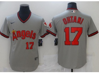 Nike Los Angeles Angels #17 Shohei Ohtani Throwback Jersey Grey