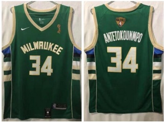Nike Milwaukee Bucks #34 Giannis Antetokounmpo Champion Jersey Green