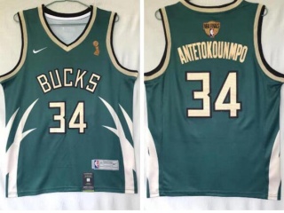 Nike Milwaukee Bucks #34 Giannis Antetokounmpo Earned Champion Jersey Green