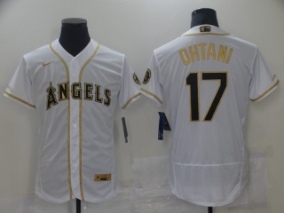 Nike Los Angeles Angels #17 Shohei Ohtani Flexbase Jersey White Golden