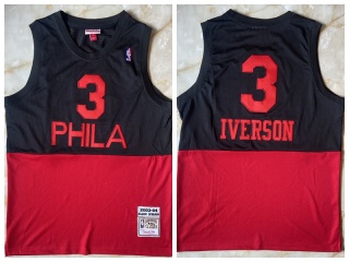 Philadelphia 76ers #3 Allen Iverson Throwback Jersey Black/Red