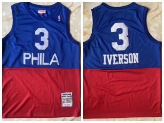 Philadelphia 76ers #3 Allen Iverson Throwback Jersey Blue/Red