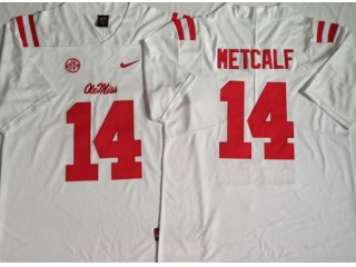Ole Miss Rebels #14 D.K.Metcalf Jersey White