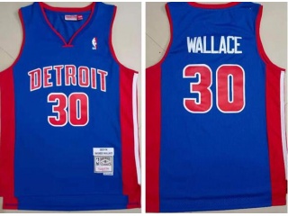 Detroit Pistons #30 Rasheed Wallace Throwback Jerseys Blue