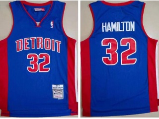 Detroit Pistons #32 Richard Hamilton Throwback Jerseys Blue