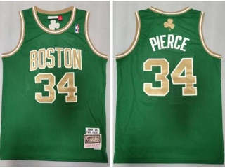 Boston Celtics #34 Paul Pierce With Gold Number Throwback Jersey Green