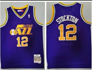 Utah Jazz #12 John Stockton Throwback Jersey Purple
