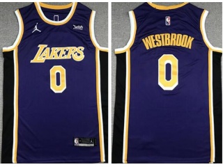 Jordan Los Angeles Lakers #0 Russell Westbrook Jersey Purple