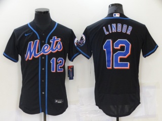 Nike New York Mets #12 Francisco Lindor Flexbase Jersey Black