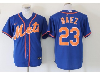 Nike New York Mets #23 Javier Baez Cool Base Jersey Blue 