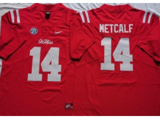 Ole Miss Rebels #14 D.K.Metcalf Jersey Red 