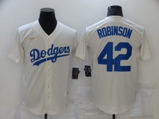 Nike Los Angeles Dodgers #42 Jackie Robinson Cooperstown Collection Player Cool Base Jersey Cream