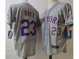  Nike New York Mets #23 Javier Baez Flexbase Jersey Grey