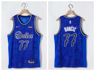 Dallas Mavericks #77 Luka Doncic Finished Jersey 2021 Blue Fashion
